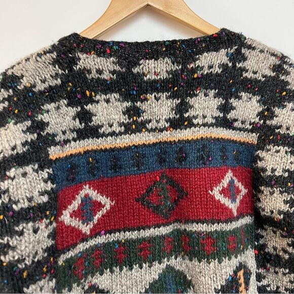 Woolrich Vintage Men's Sweater 100% Wool Speckle Knit Crewneck Black Gray Medium - Picture 7 of 8